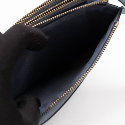 Saddle Triple Zip Crossbody Bag Blue Leather