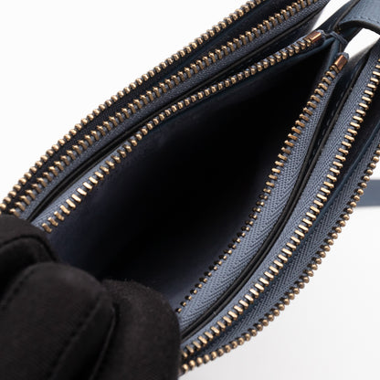 Saddle Triple Zip Crossbody Bag Blue Leather