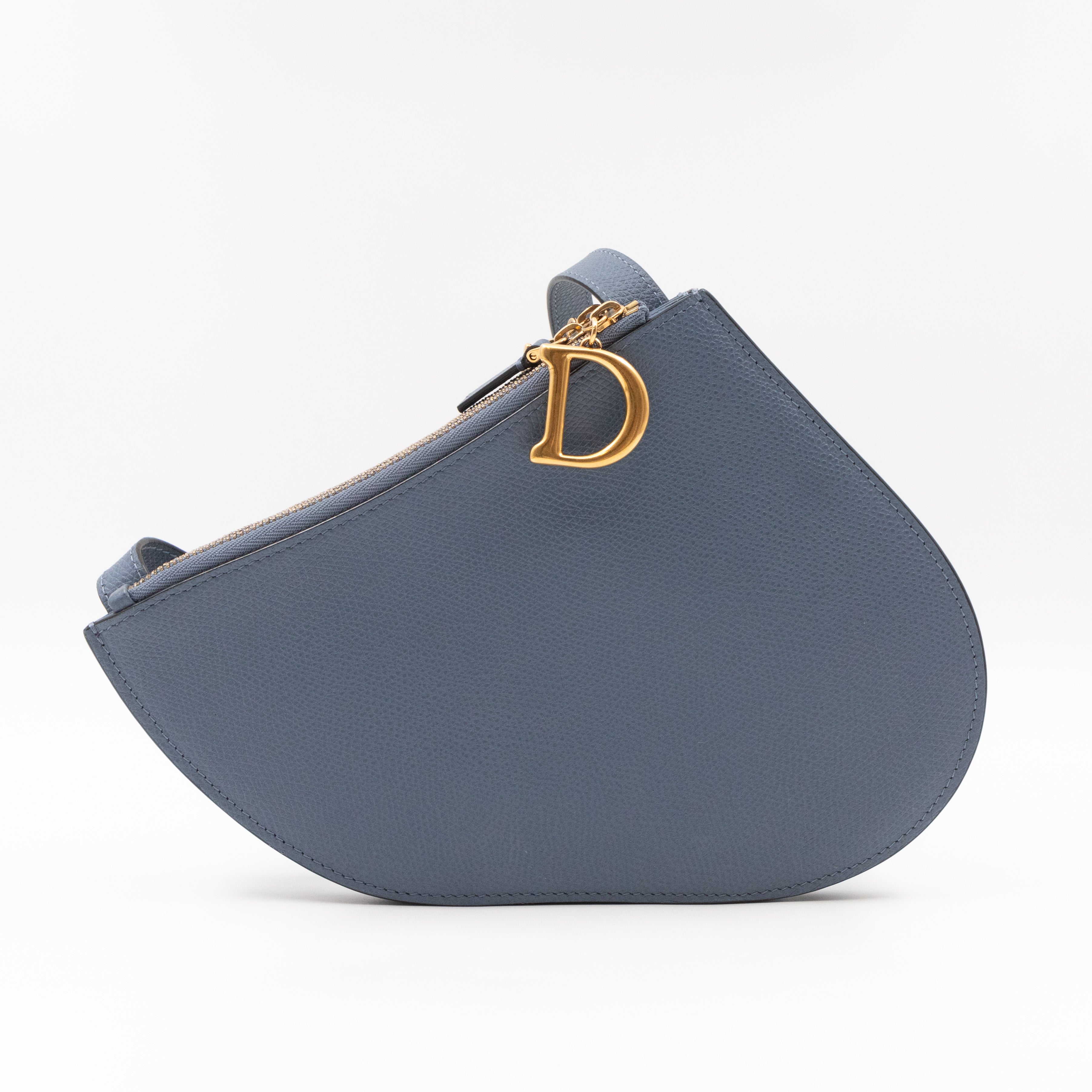Saddle Triple Zip Crossbody Bag Blue Leather