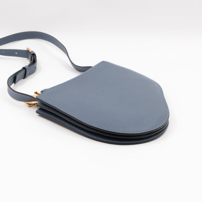 Saddle Triple Zip Crossbody Bag Blue Leather