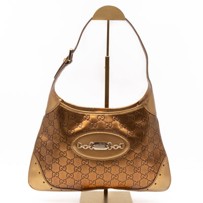 Jackie Small Hobo Bag Metallic Bronze Leather