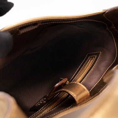 Jackie Small Hobo Bag Metallic Bronze Leather