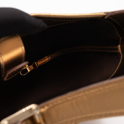 Jackie Small Hobo Bag Metallic Bronze Leather