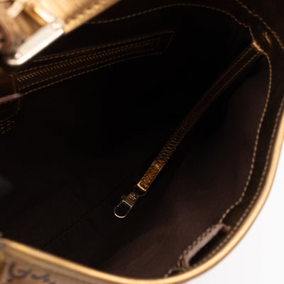 Jackie Small Hobo Bag Metallic Bronze Leather