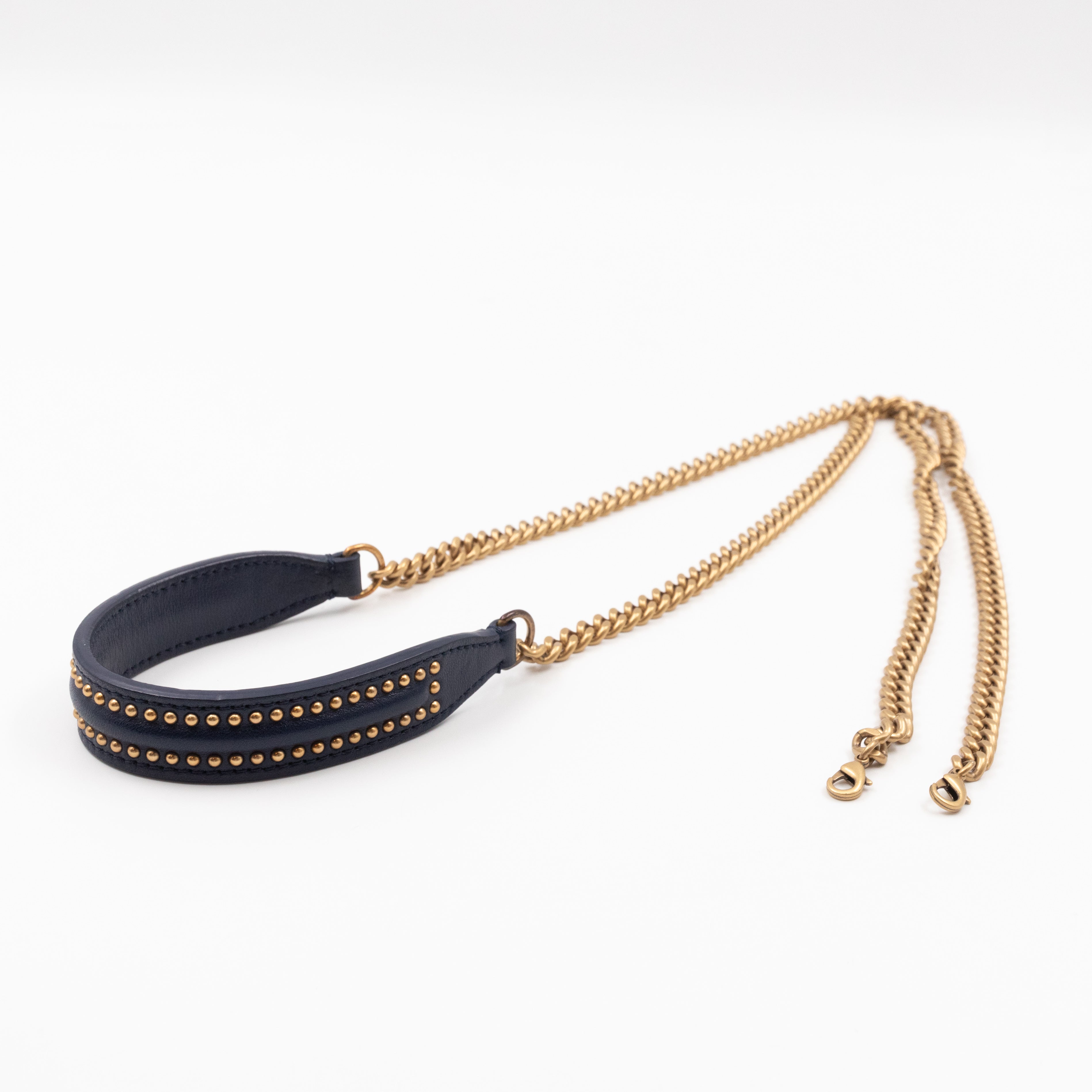Vertical Diorama Studded Navy Blue Leather