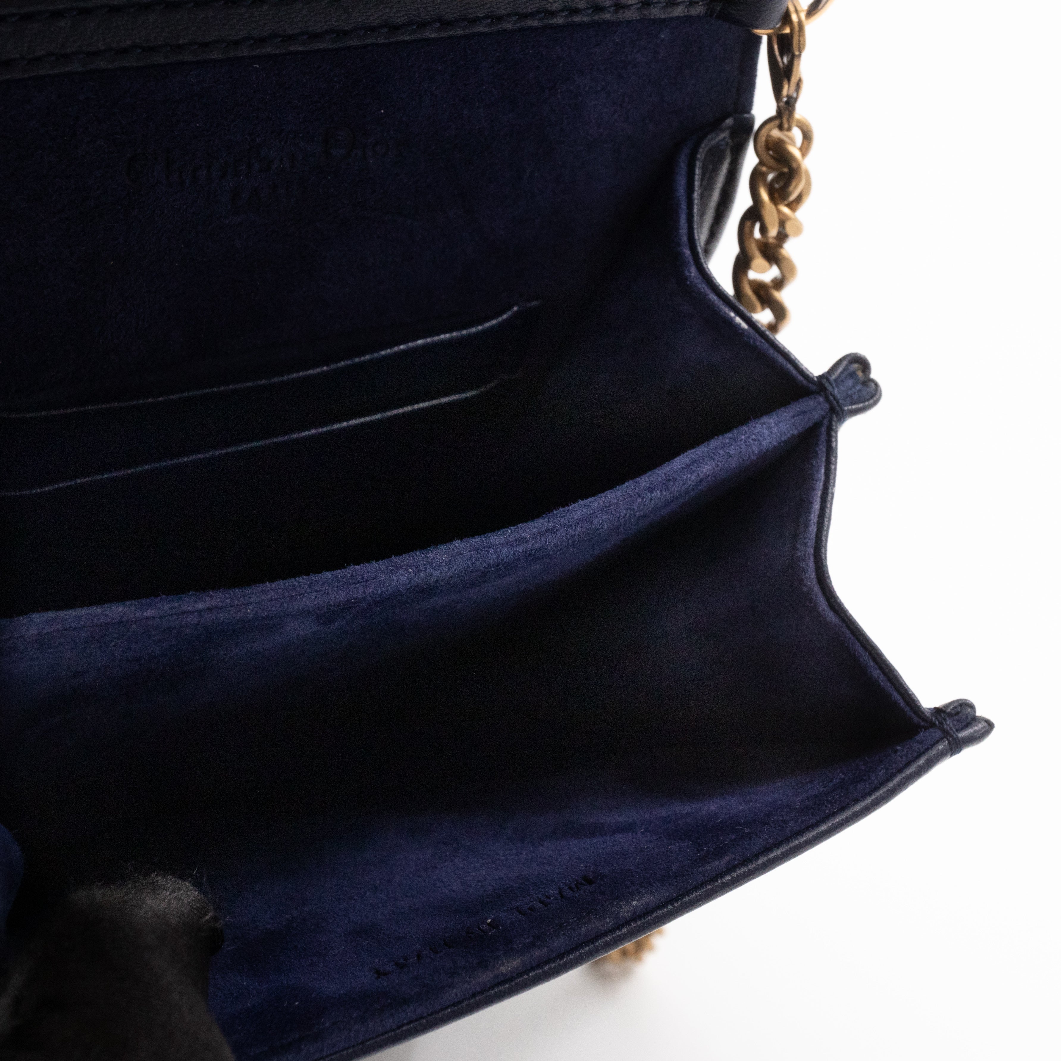 Vertical Diorama Studded Navy Blue Leather