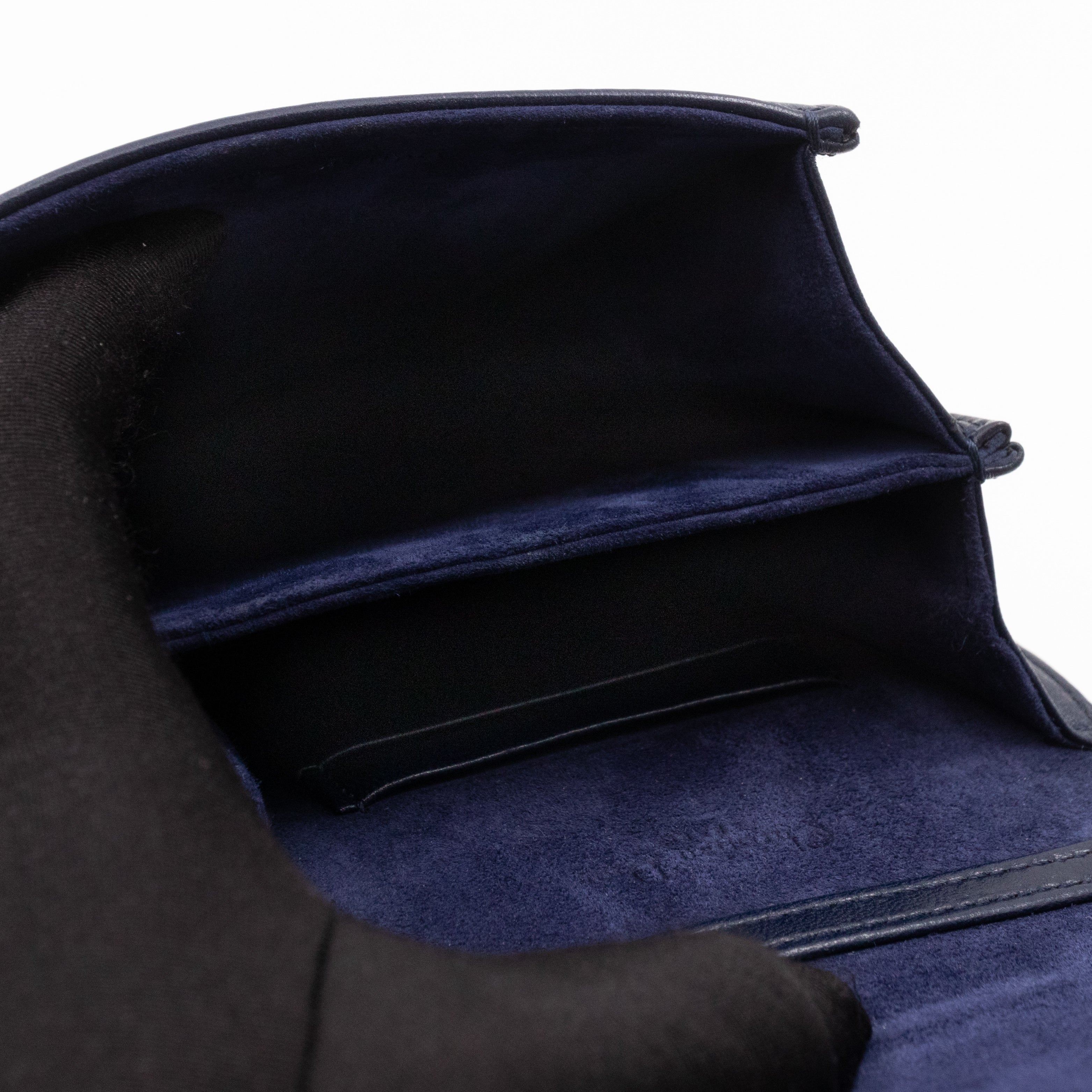 Vertical Diorama Studded Navy Blue Leather