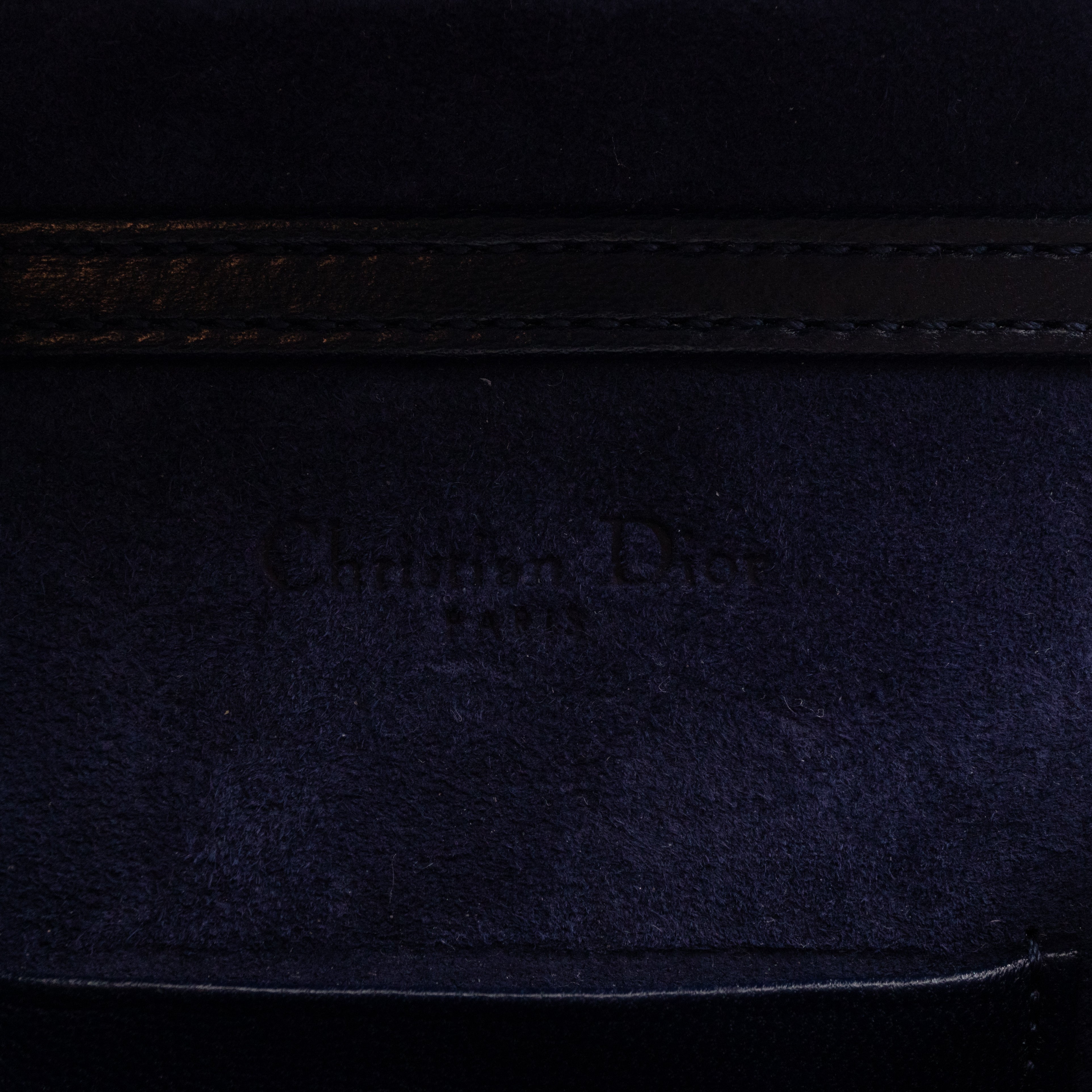 Vertical Diorama Studded Navy Blue Leather
