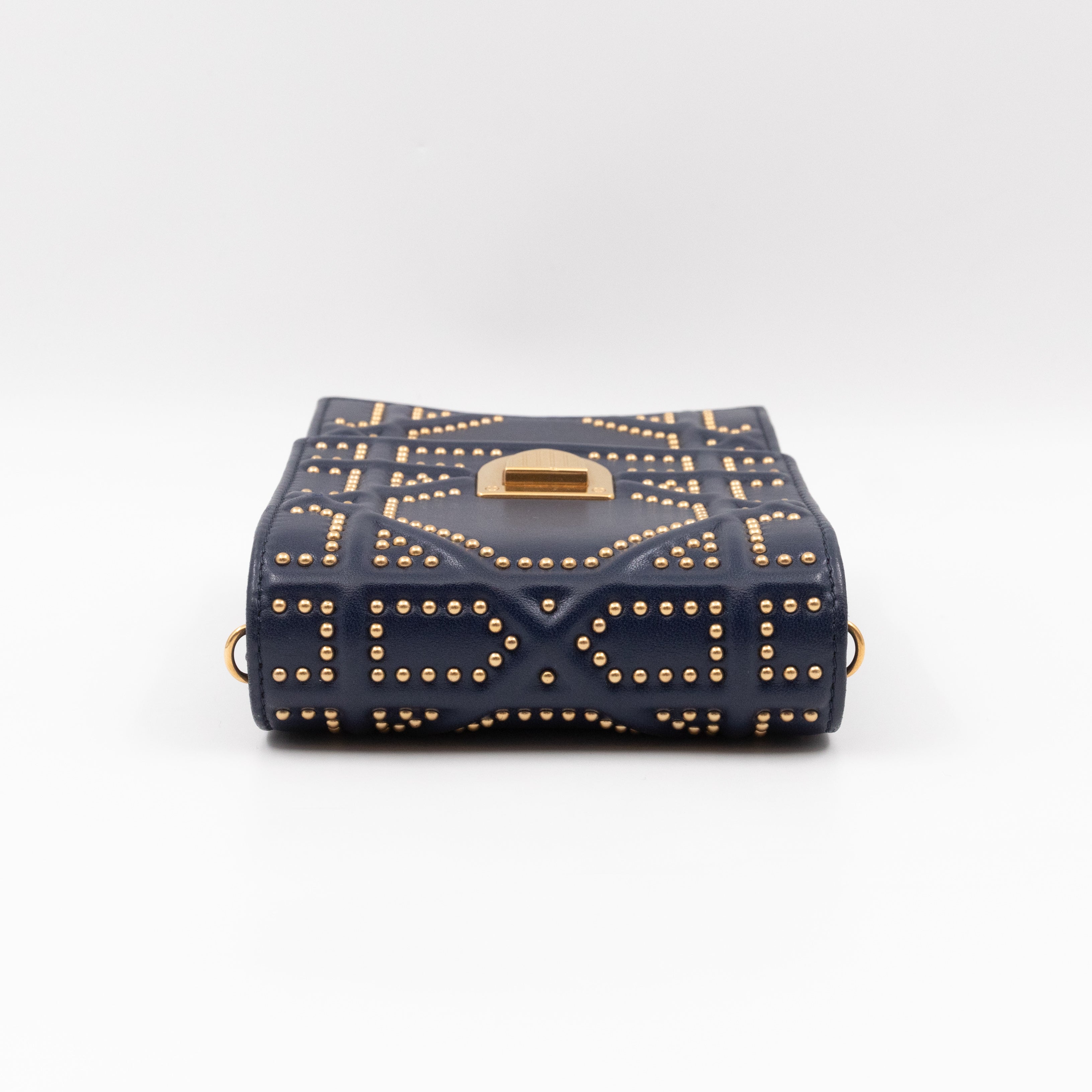 Vertical Diorama Studded Navy Blue Leather