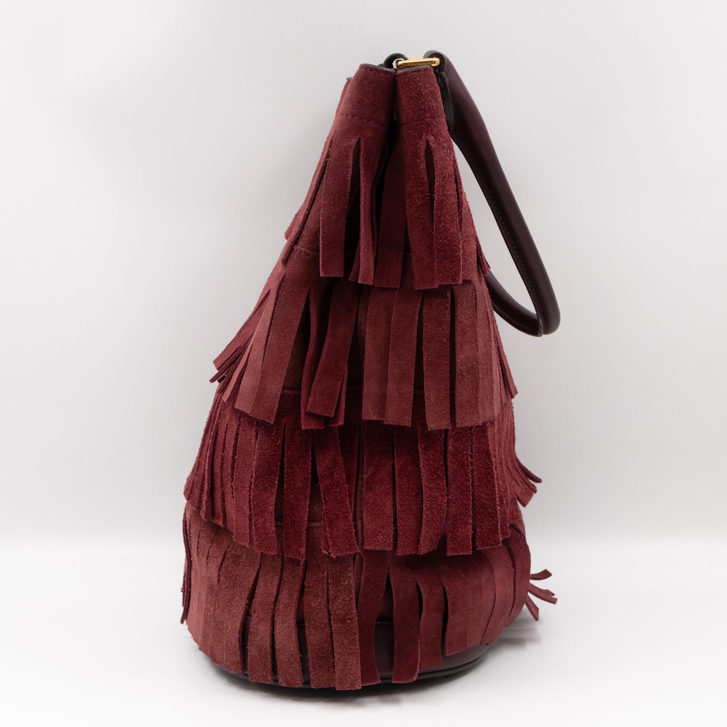 Bucket Bag Elderberry Prorsum Suede Fringe