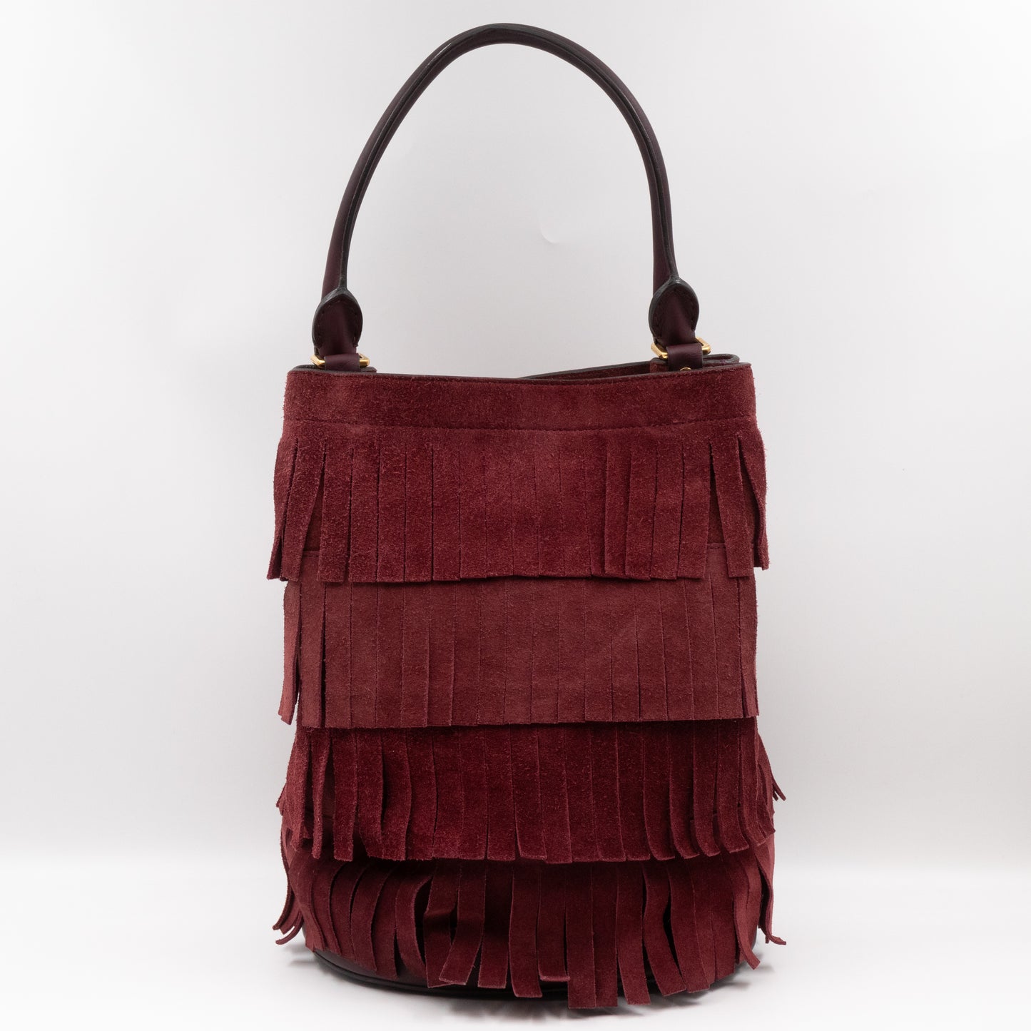 Bucket Bag Elderberry Prorsum Suede Fringe