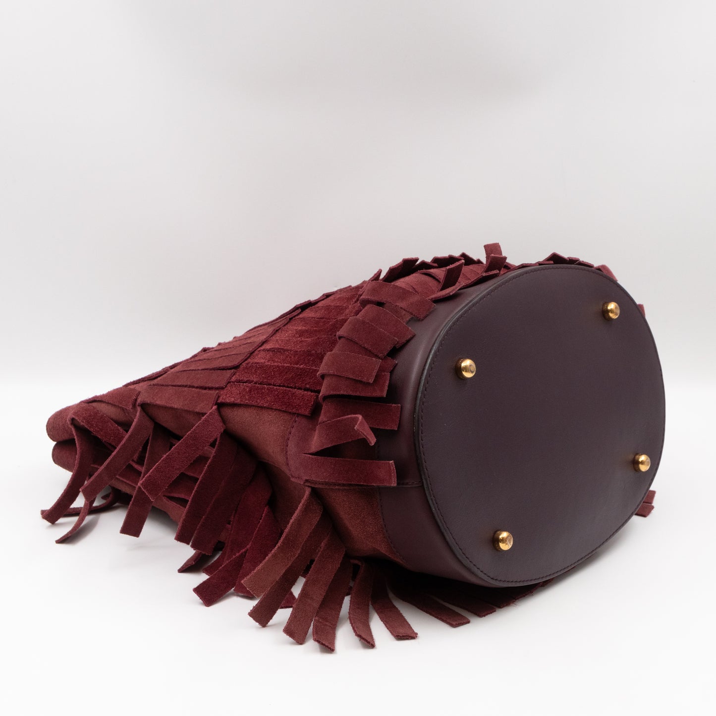 Bucket Bag Elderberry Prorsum Suede Fringe