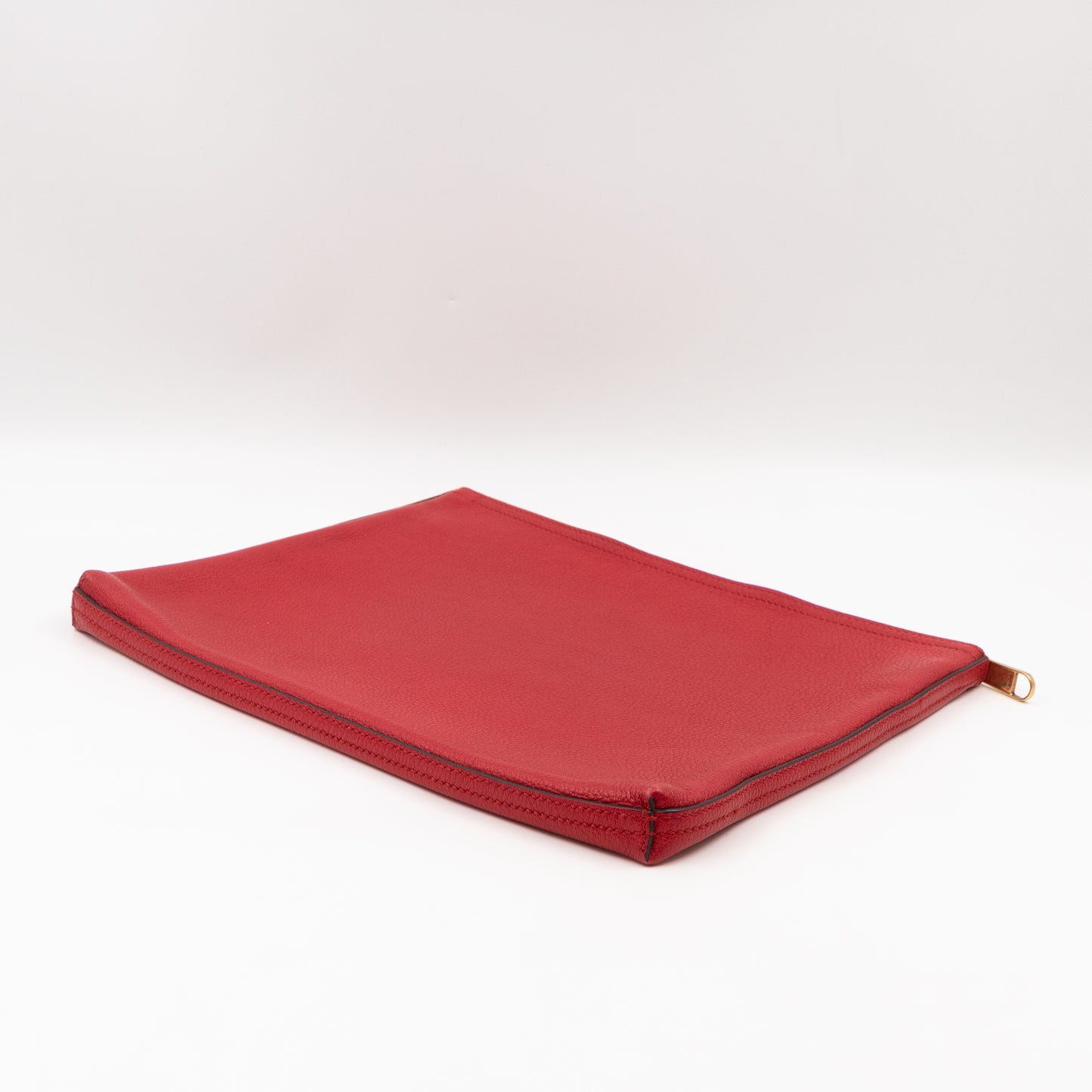 Logo Portfolio Pouch Bag Red Leather