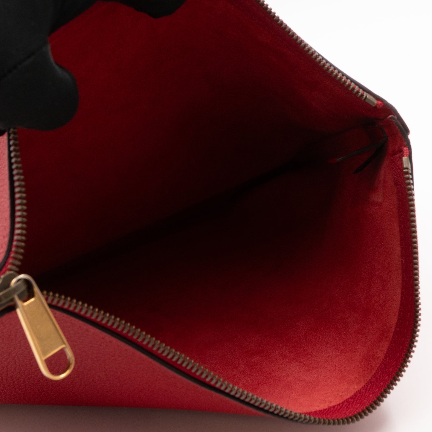 Logo Portfolio Pouch Bag Red Leather