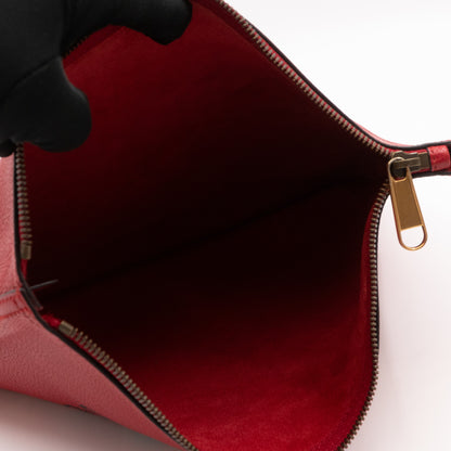 Logo Portfolio Pouch Bag Red Leather