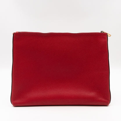 Logo Portfolio Pouch Bag Red Leather