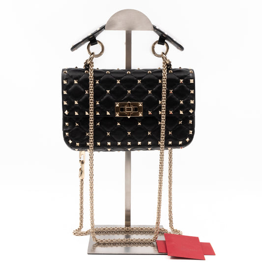 Rockstud Spike Small Bag Black Leather