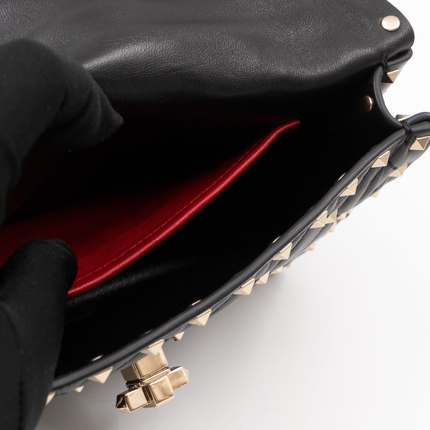 Rockstud Spike Small Bag Black Leather