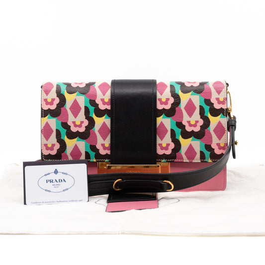 Ribbon Shoulder Bag Peony Floral Leather