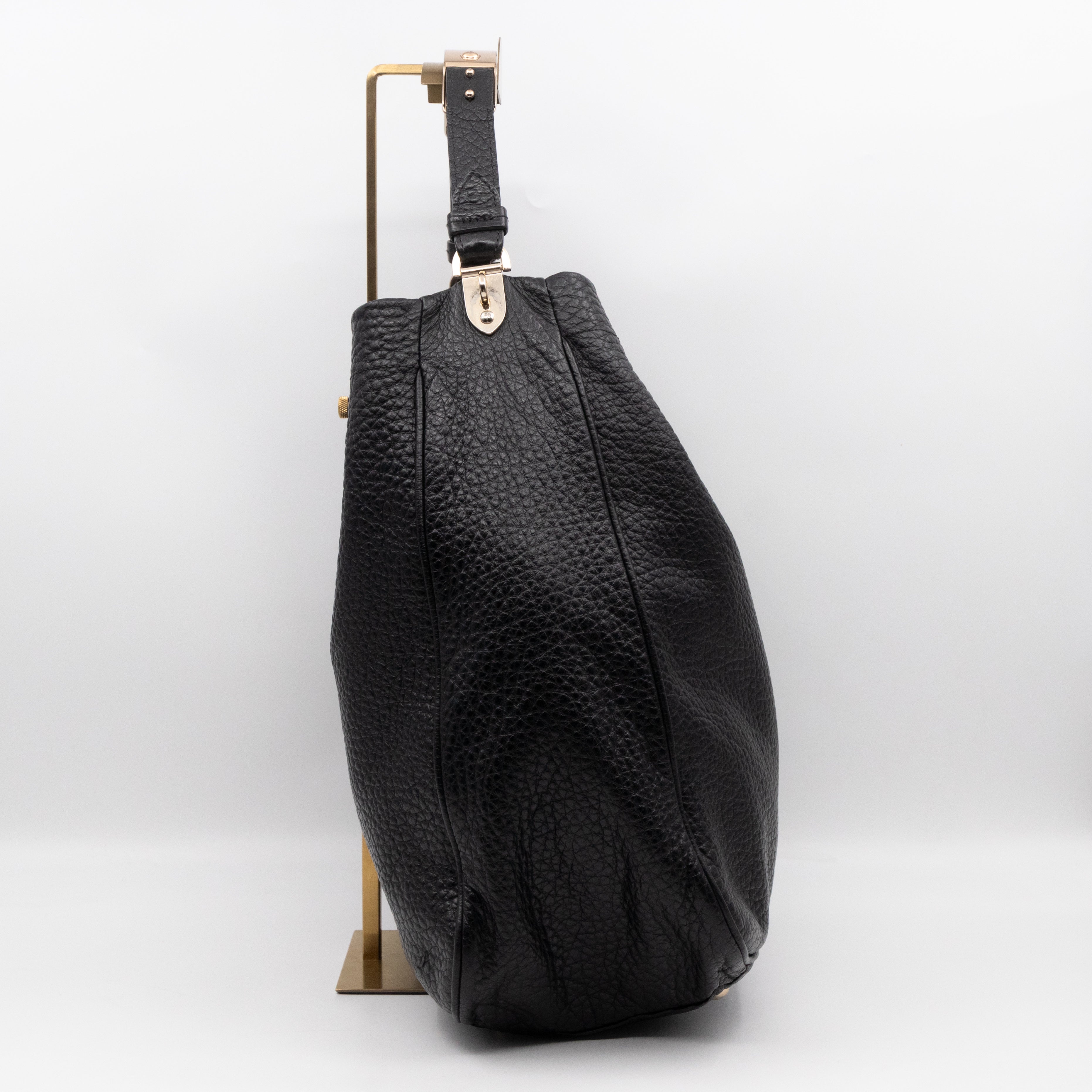 Evelina Hobo Black Leather