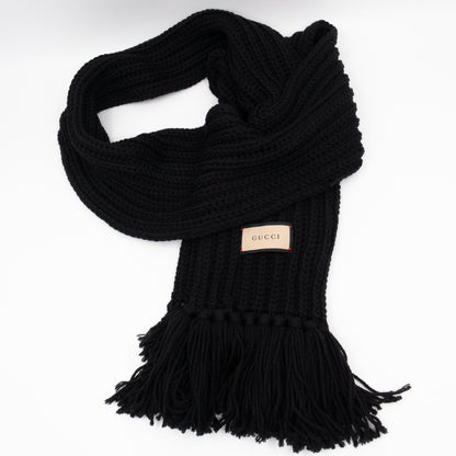 Knit Scarf Black Wool