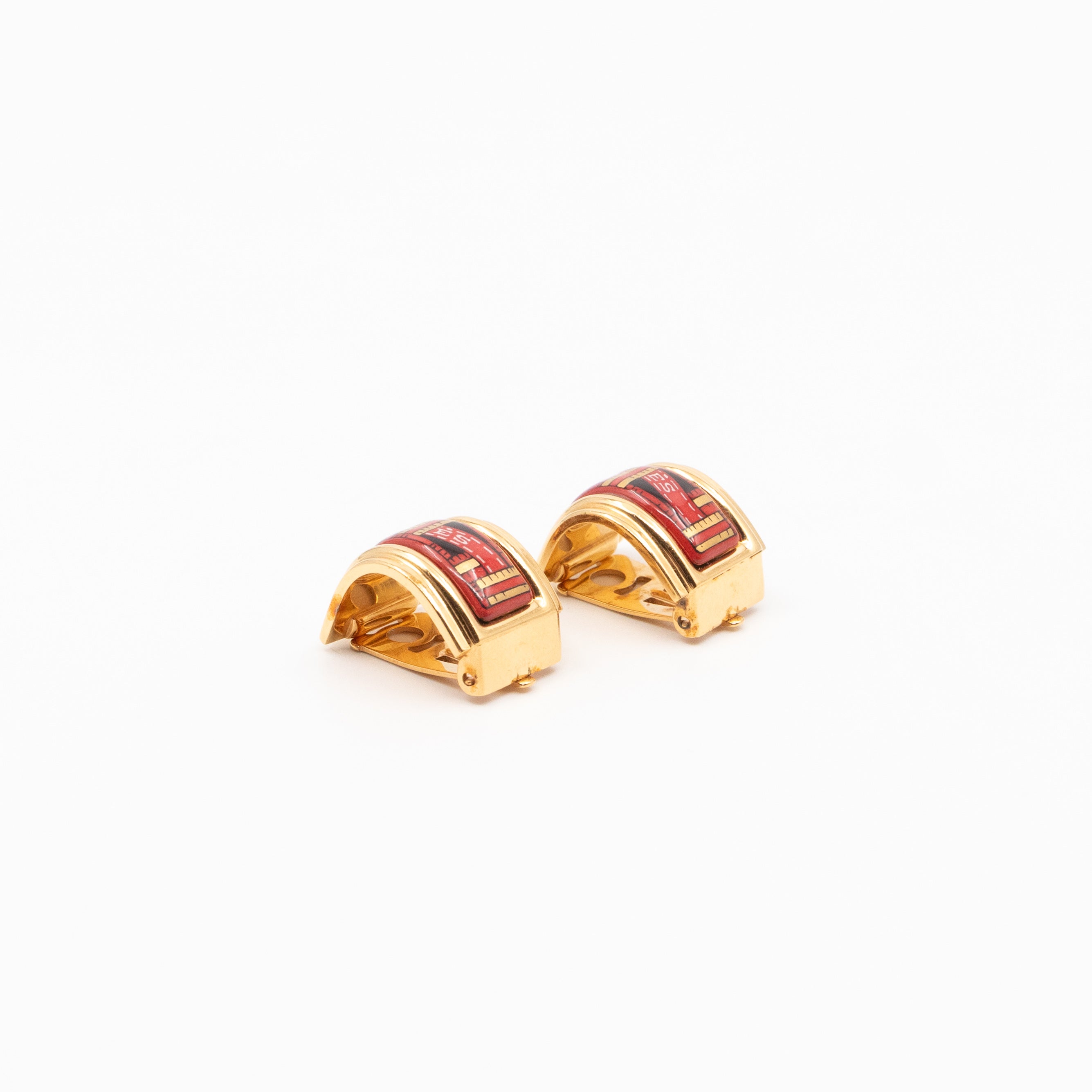 Enamel Print Rose Clip-on Earrings