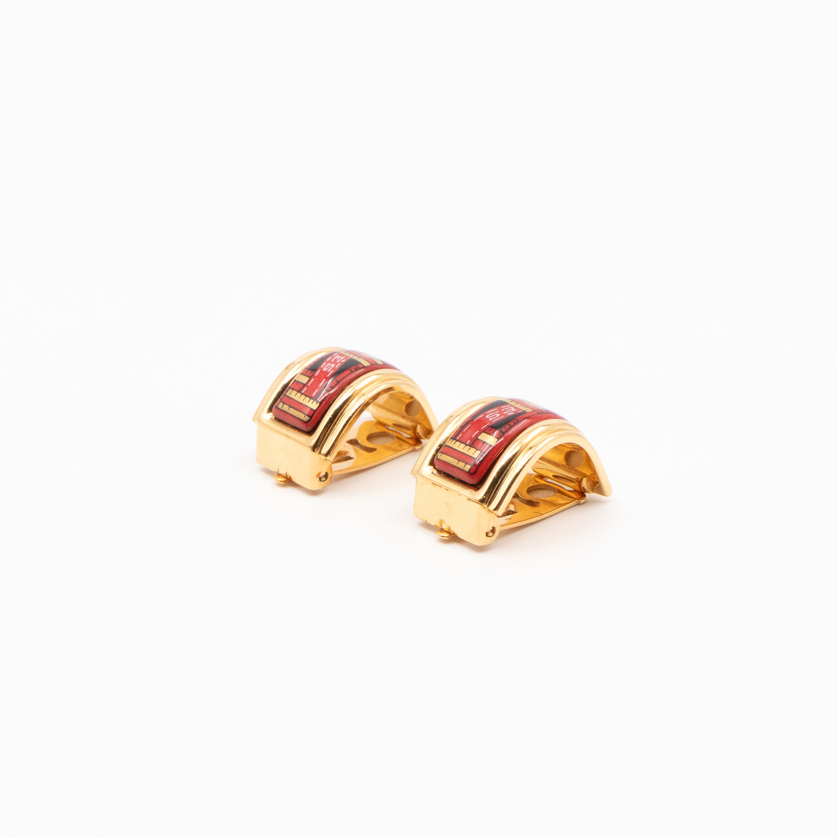 Enamel Print Rose Clip-on Earrings