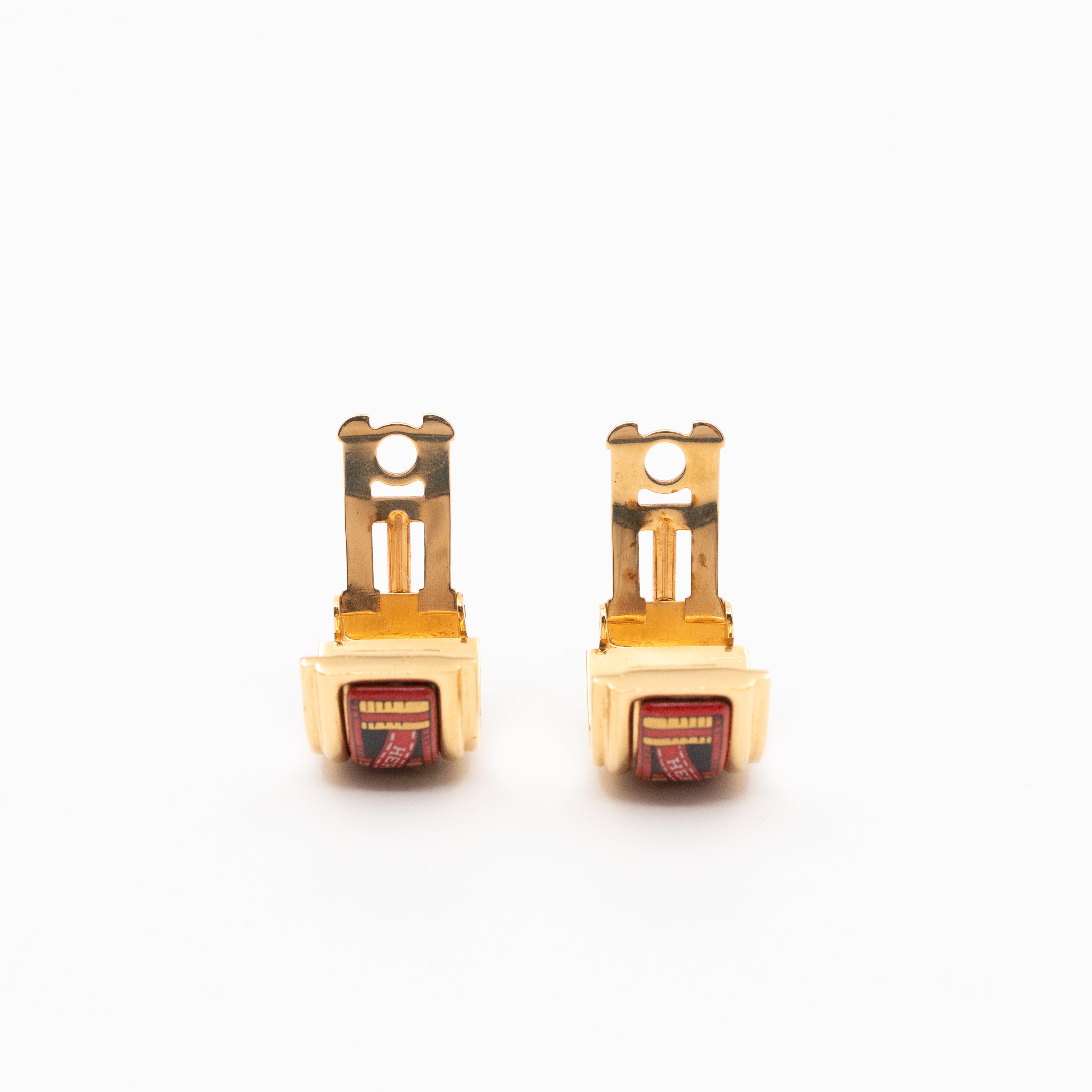Enamel Print Rose Clip-on Earrings