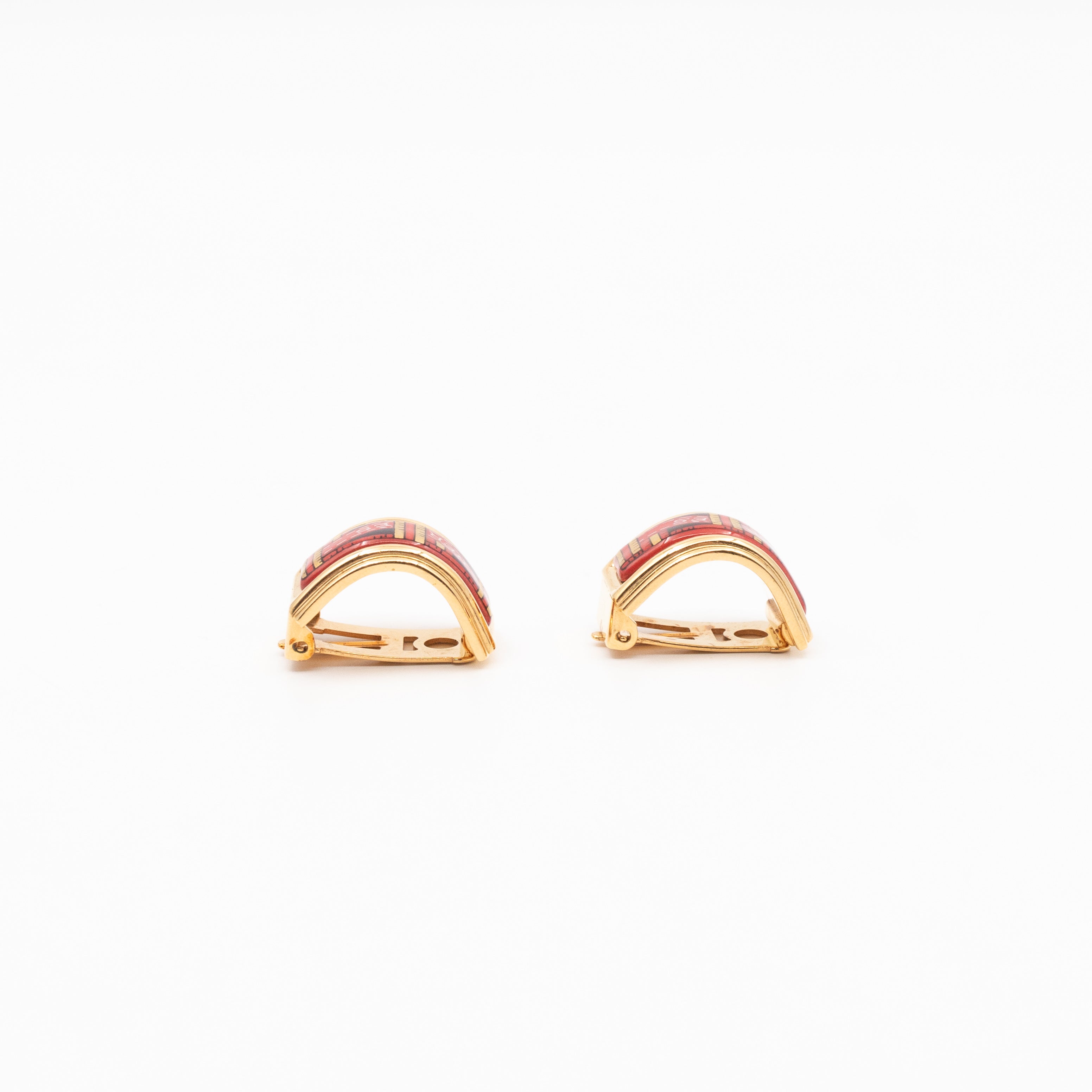 Enamel Print Rose Clip-on Earrings