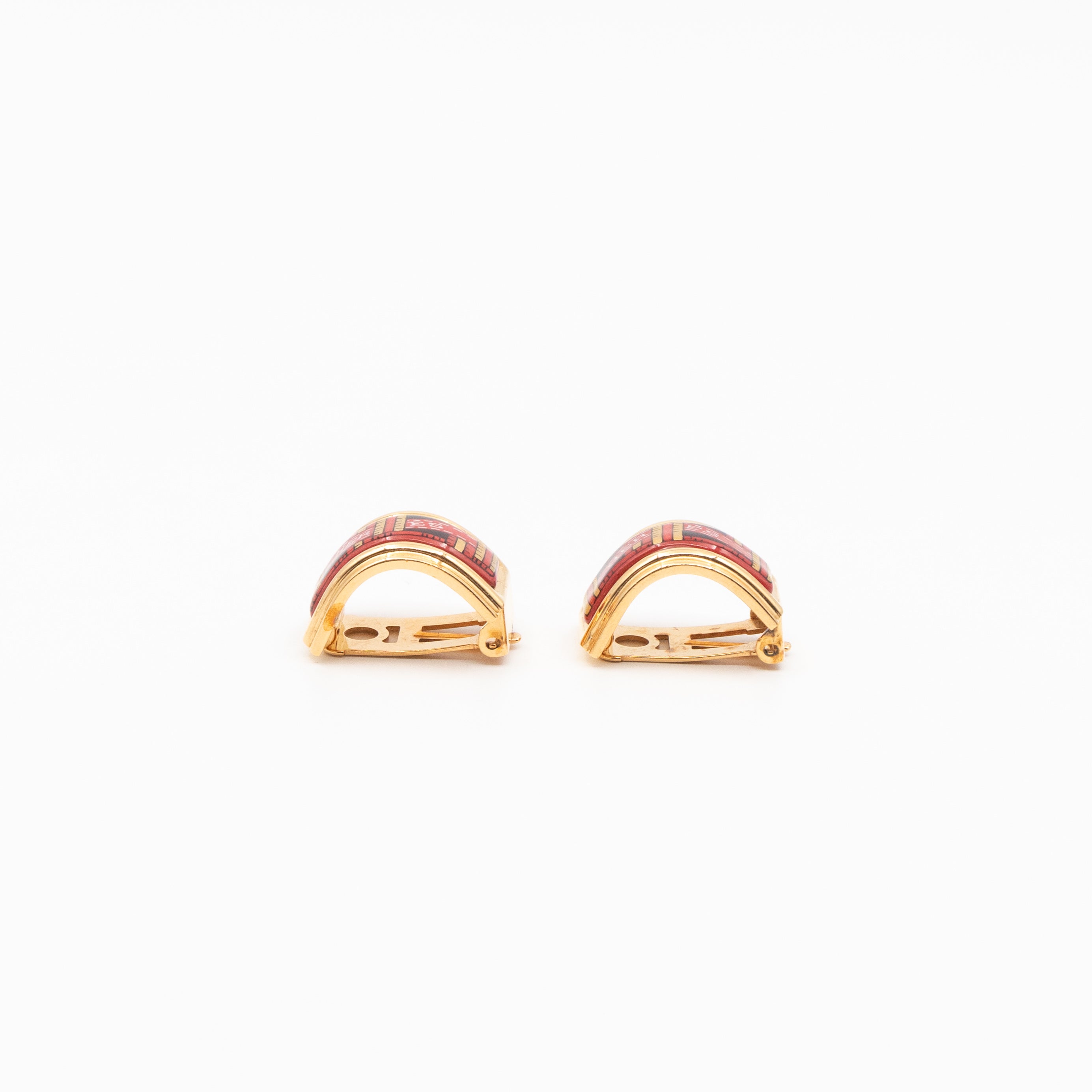 Enamel Print Rose Clip-on Earrings