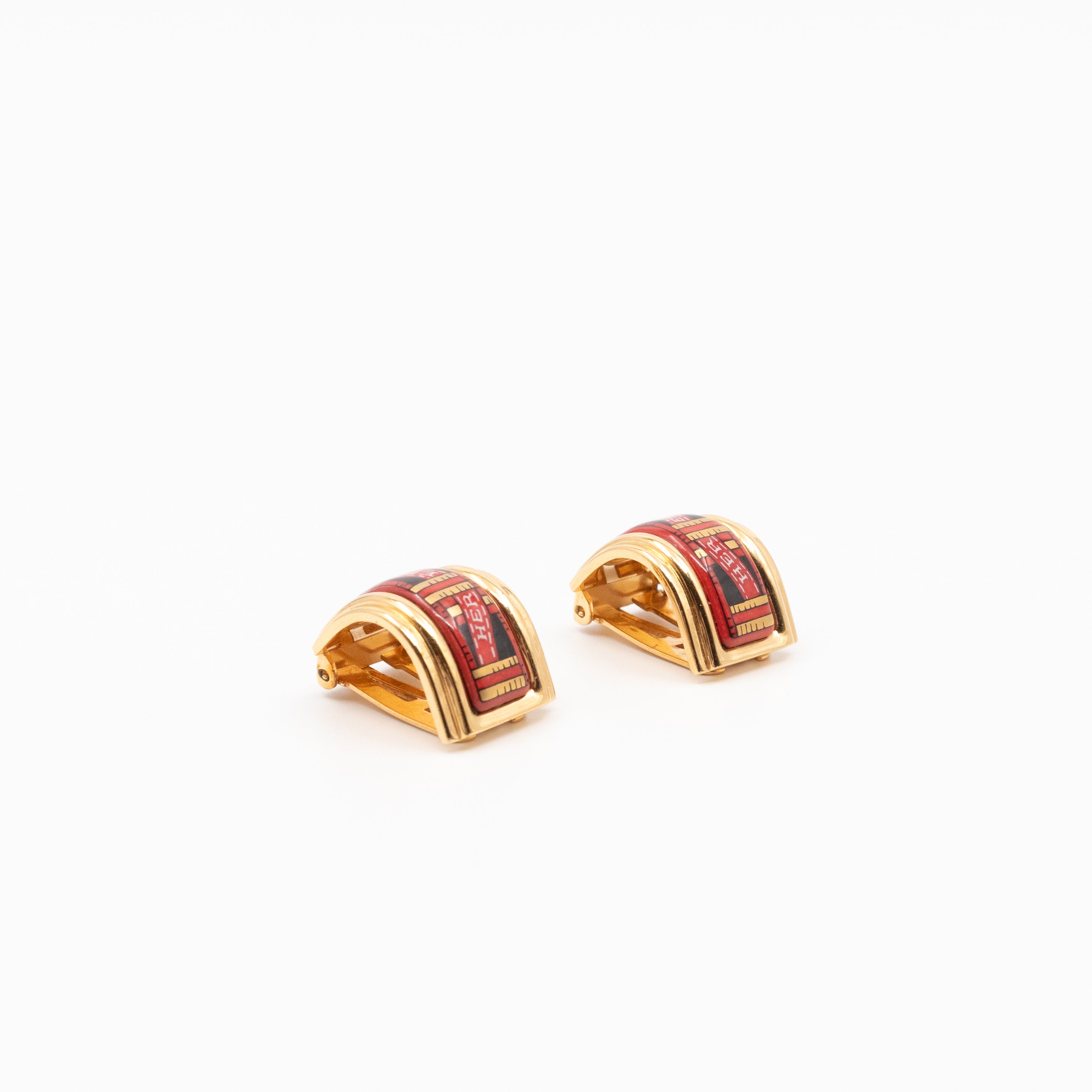Enamel Print Rose Clip-on Earrings