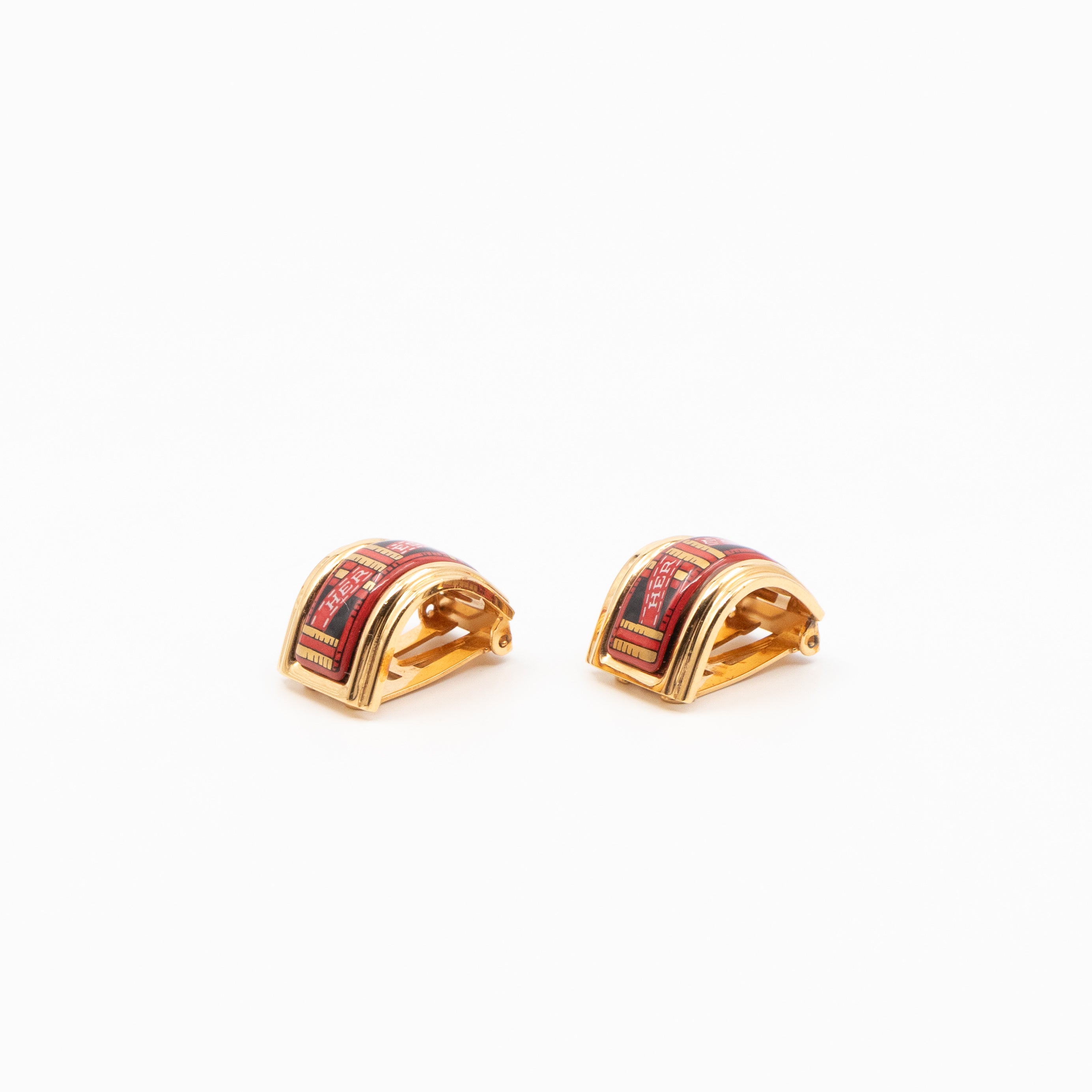 Enamel Print Rose Clip-on Earrings