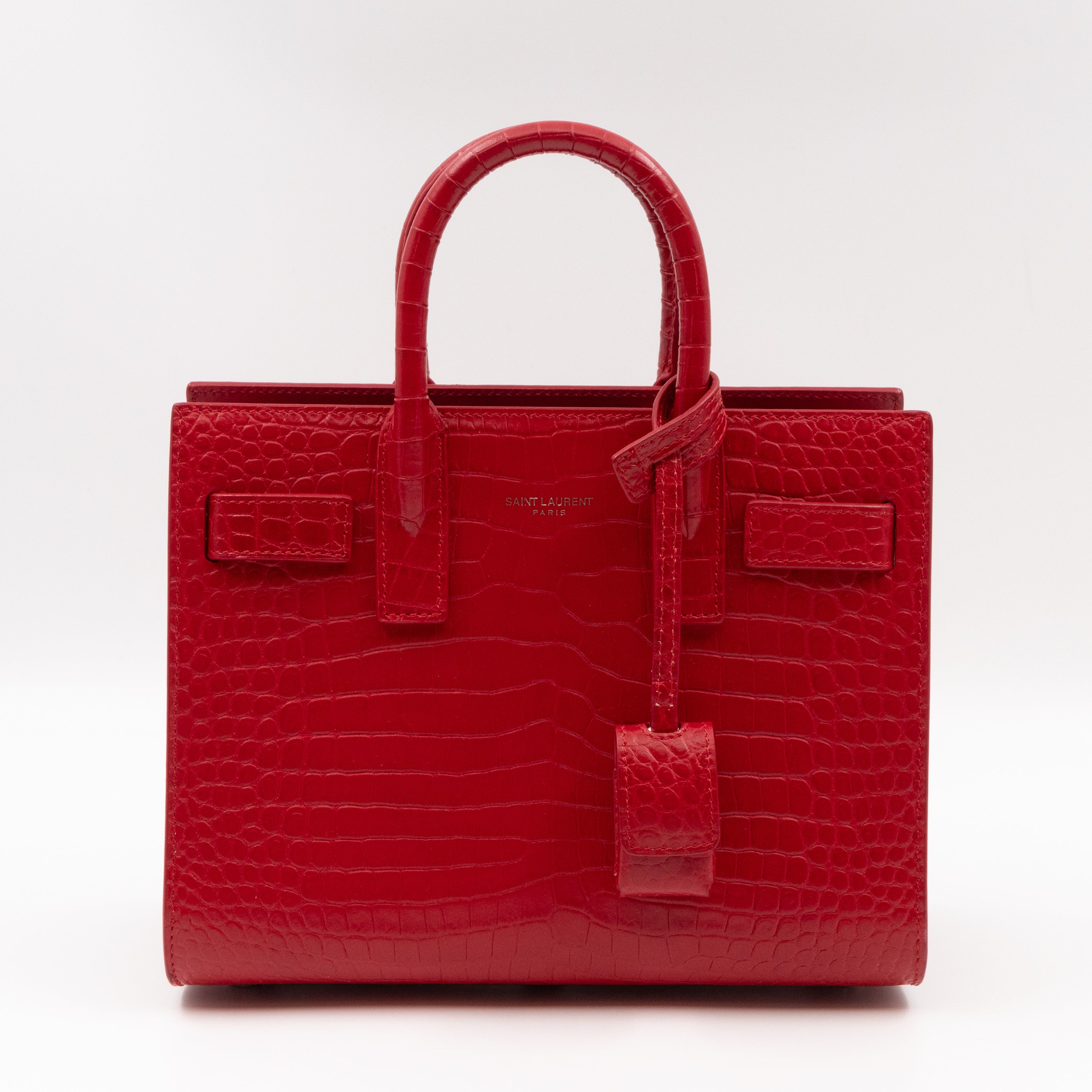 Sac de Jour Nano Red Croc Embossed Leather