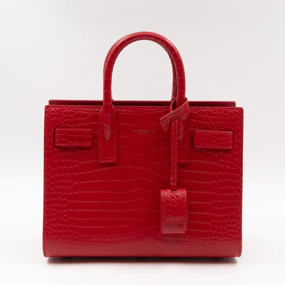 Sac de Jour Nano Red Croc Embossed Leather