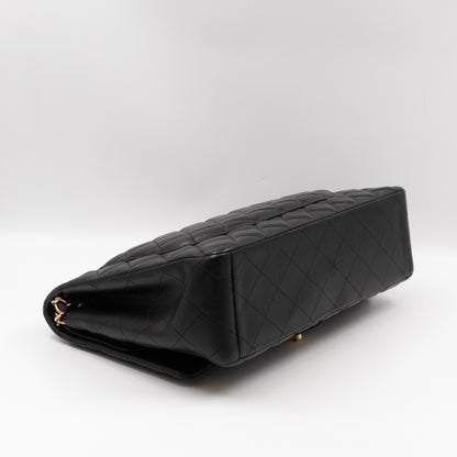 Classic Double Flap Maxi Black Lambskin Leather Gold