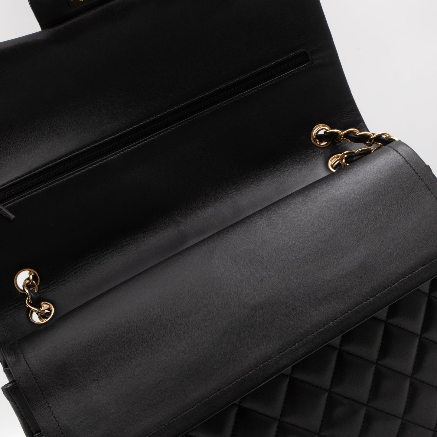 Classic Double Flap Maxi Black Lambskin Leather Gold