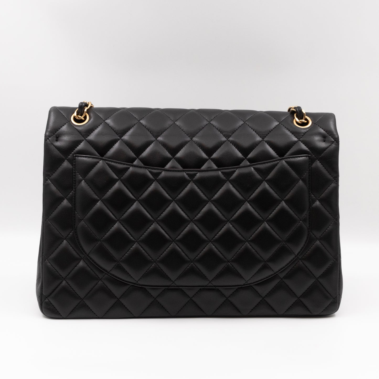 Classic Double Flap Maxi Black Lambskin Leather Gold