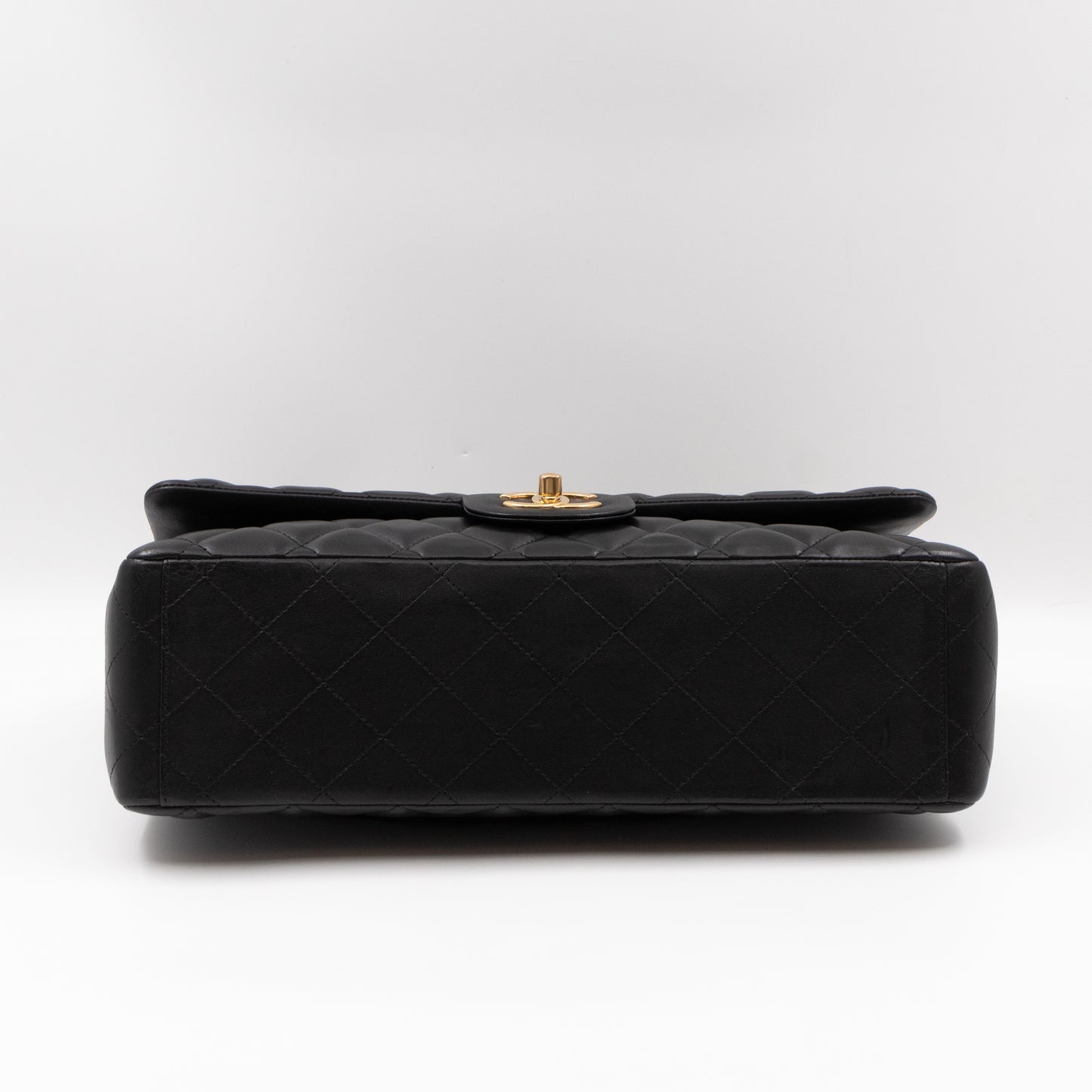 Classic Double Flap Maxi Black Lambskin Leather Gold