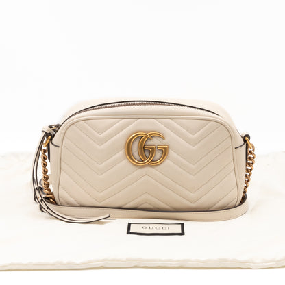 GG Marmont Small Matelasse White Leather