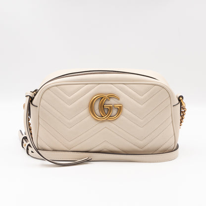 GG Marmont Small Matelasse White Leather