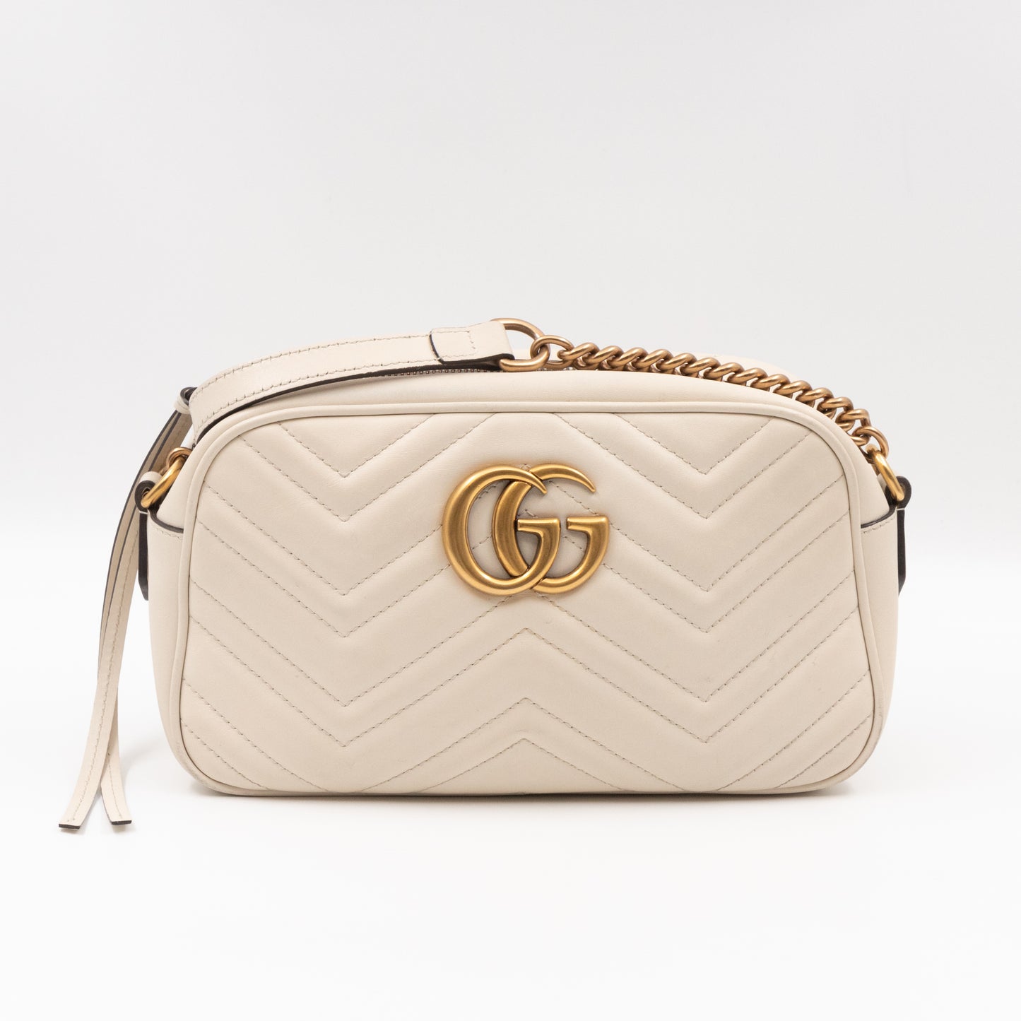 GG Marmont Small Matelasse White Leather