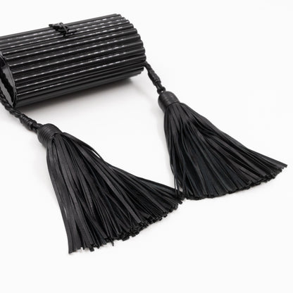 Opium Plexiglass Tassel Minaudiere Black