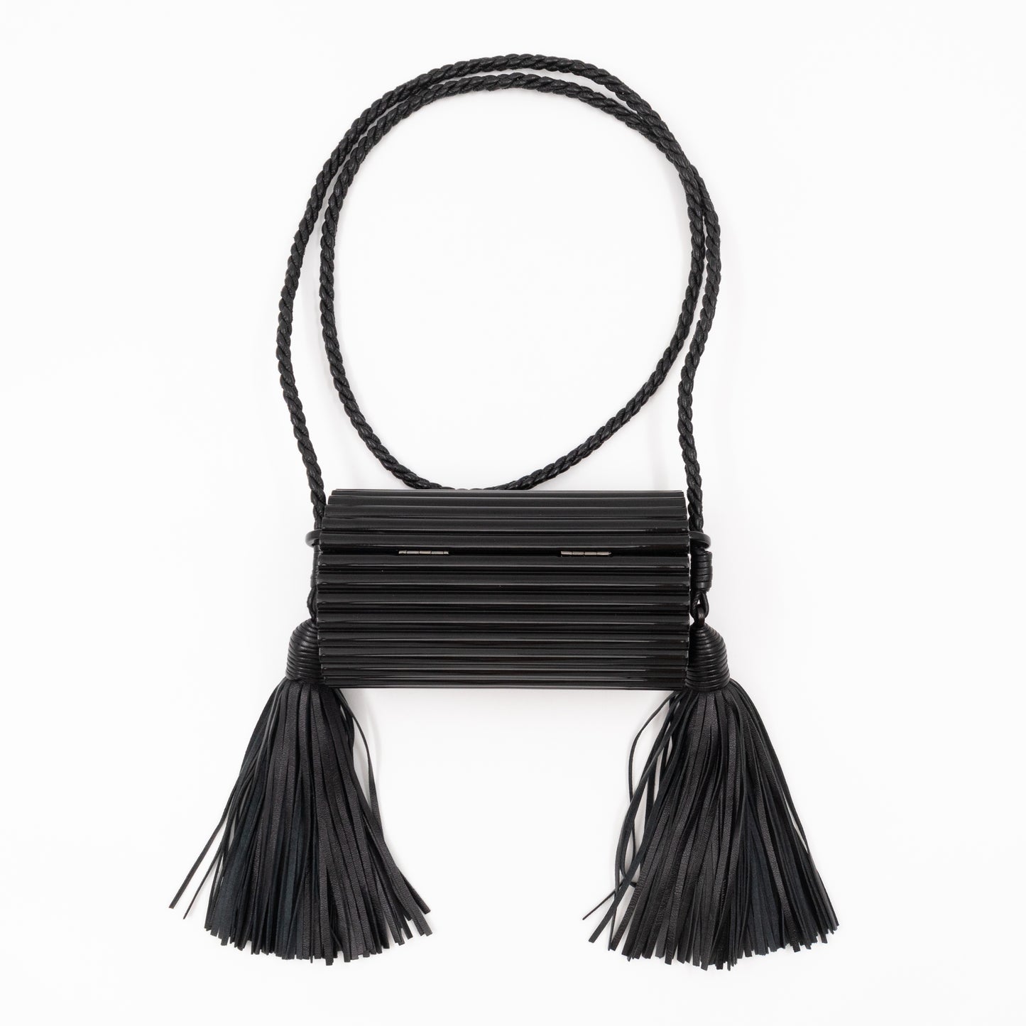 Opium Plexiglass Tassel Minaudiere Black