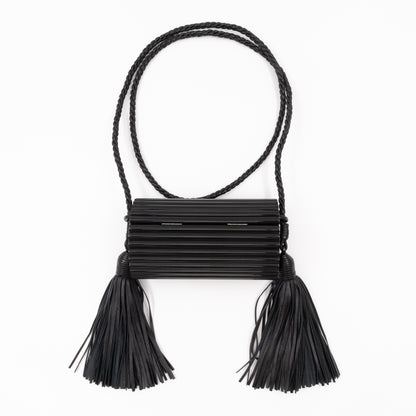 Opium Plexiglass Tassel Minaudiere Black