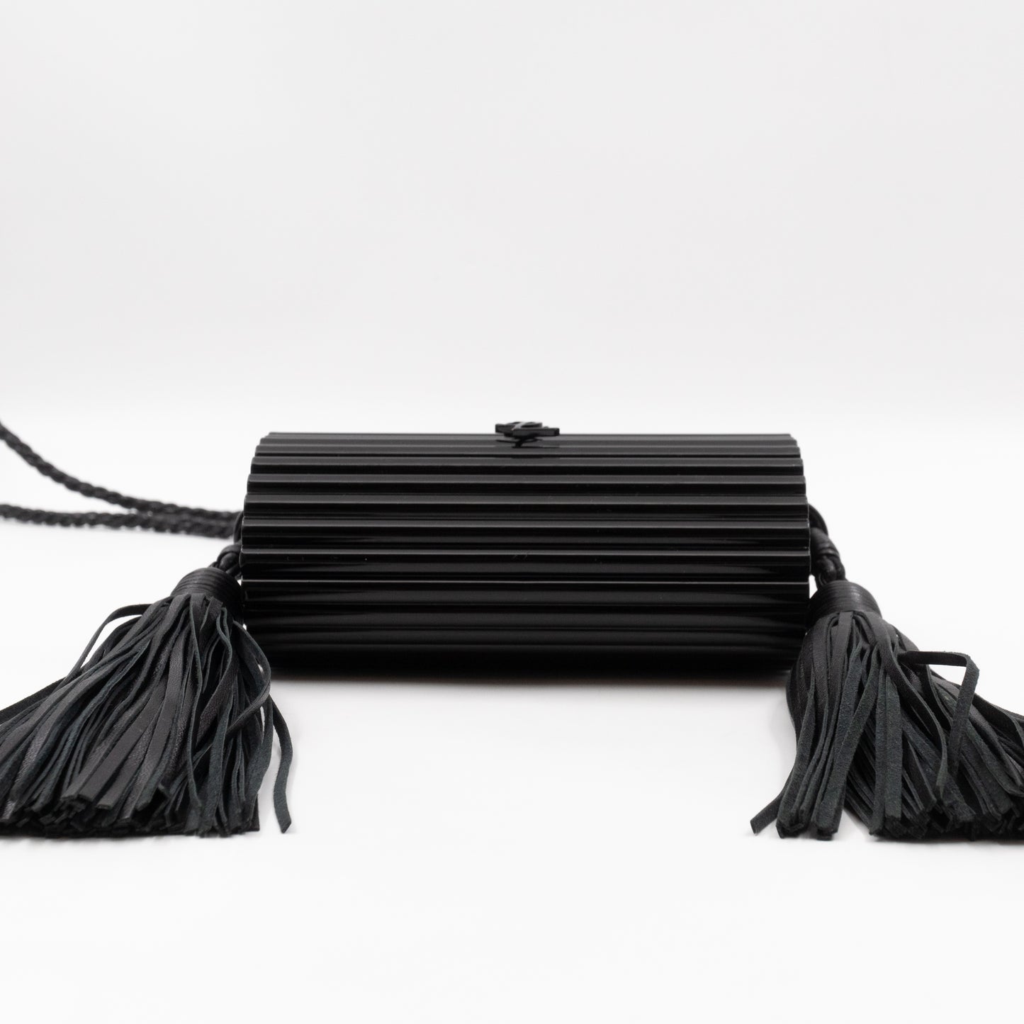 Opium Plexiglass Tassel Minaudiere Black