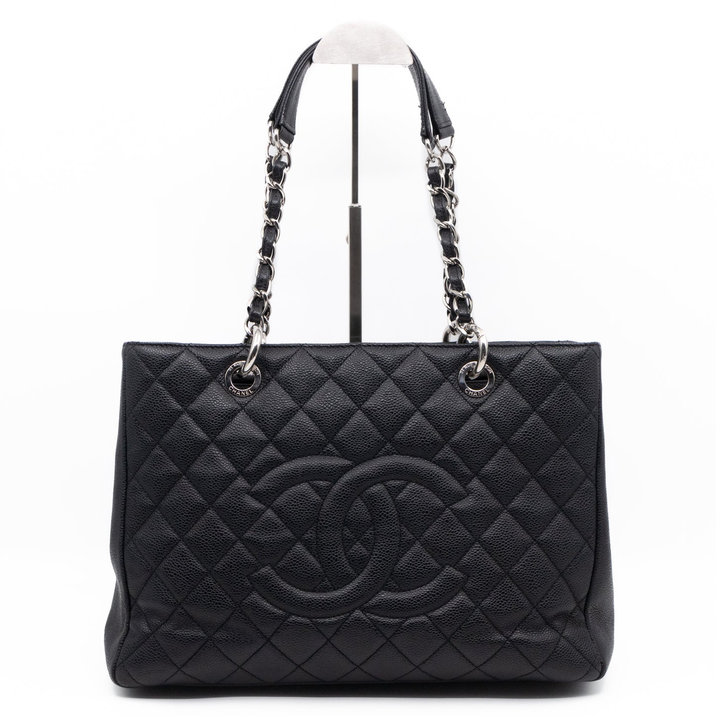 GST Grand Shopping Tote Black Caviar Silver