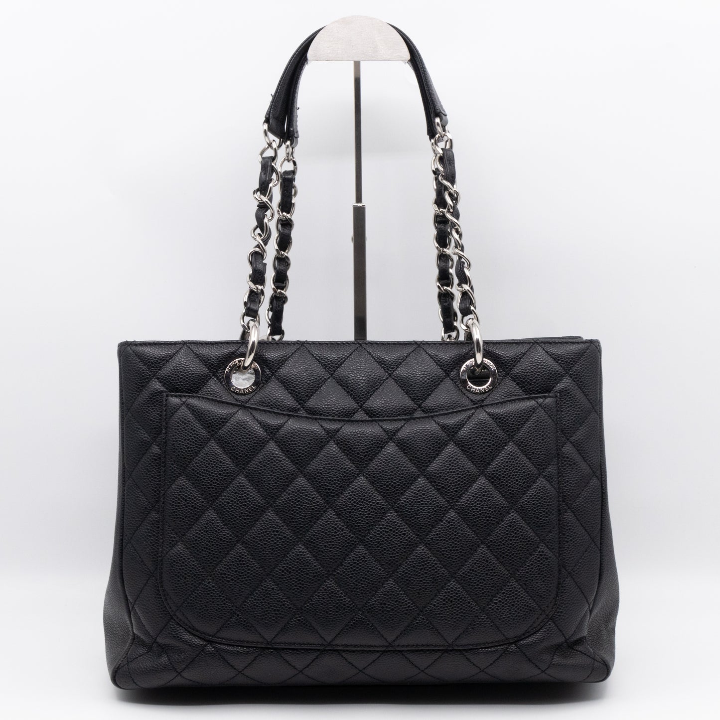 GST Grand Shopping Tote Black Caviar Silver