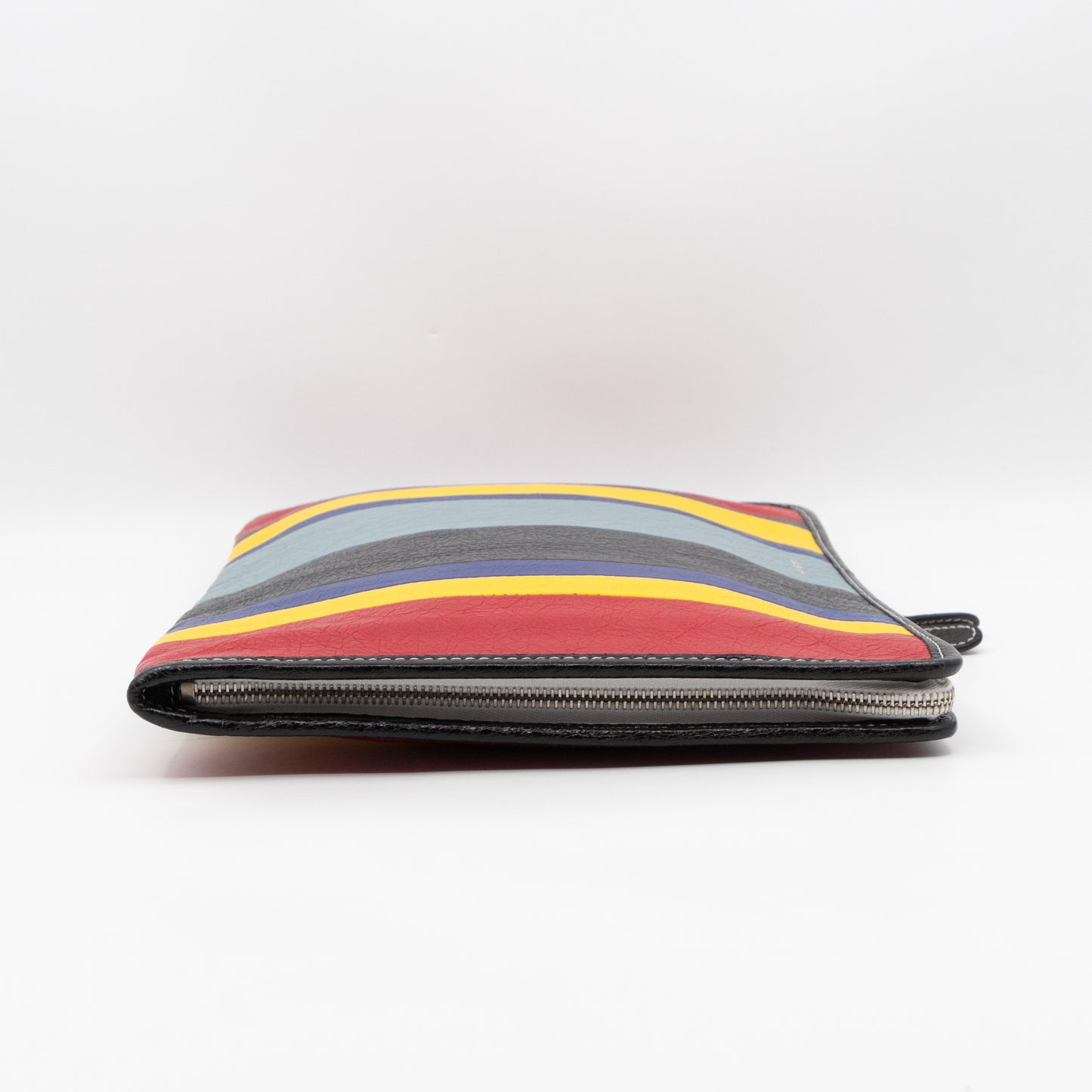 Bazar Pouch Clutch Multicolor Striped Calfskin Leather