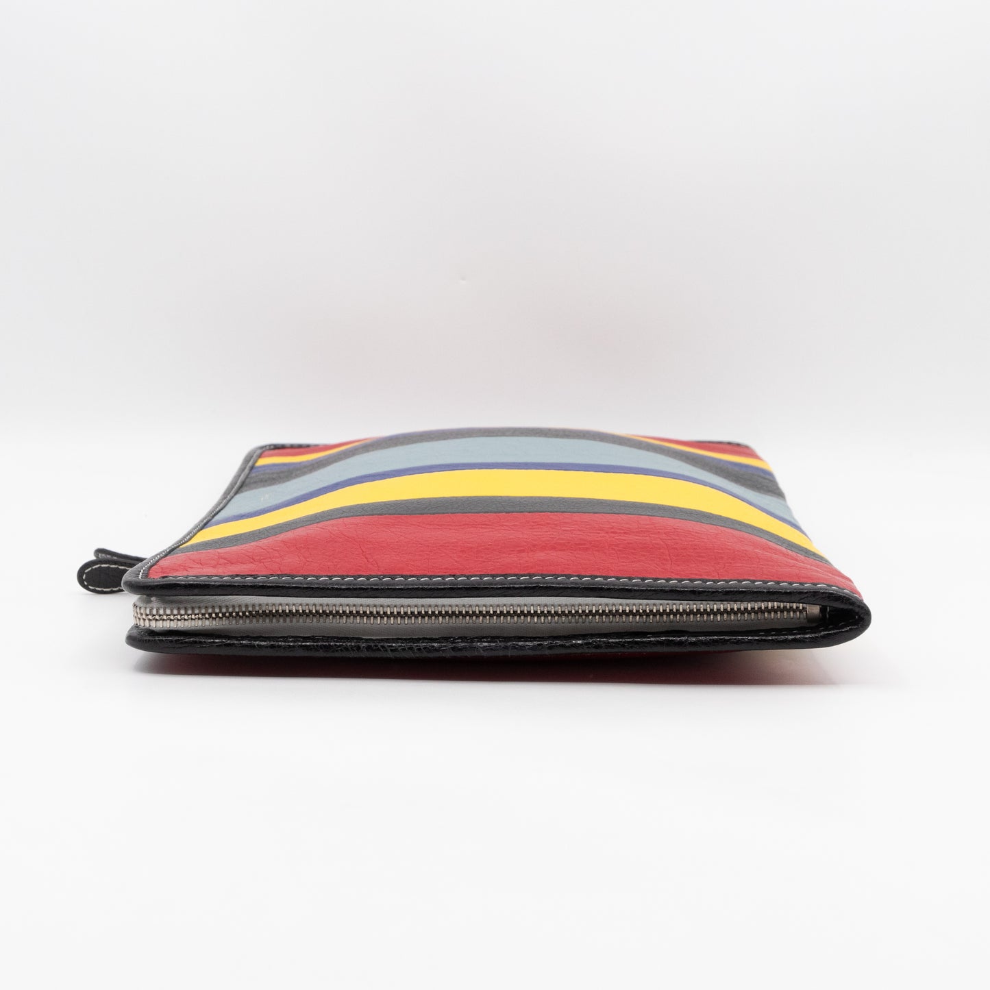 Bazar Pouch Clutch Multicolor Striped Calfskin Leather