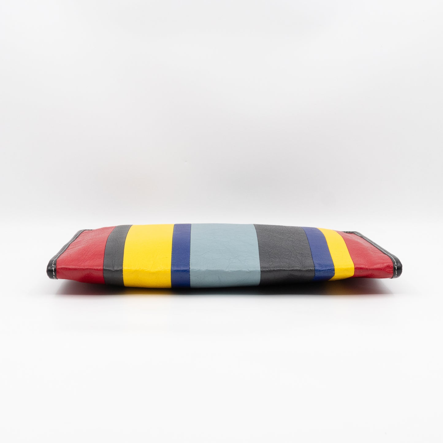 Bazar Pouch Clutch Multicolor Striped Calfskin Leather